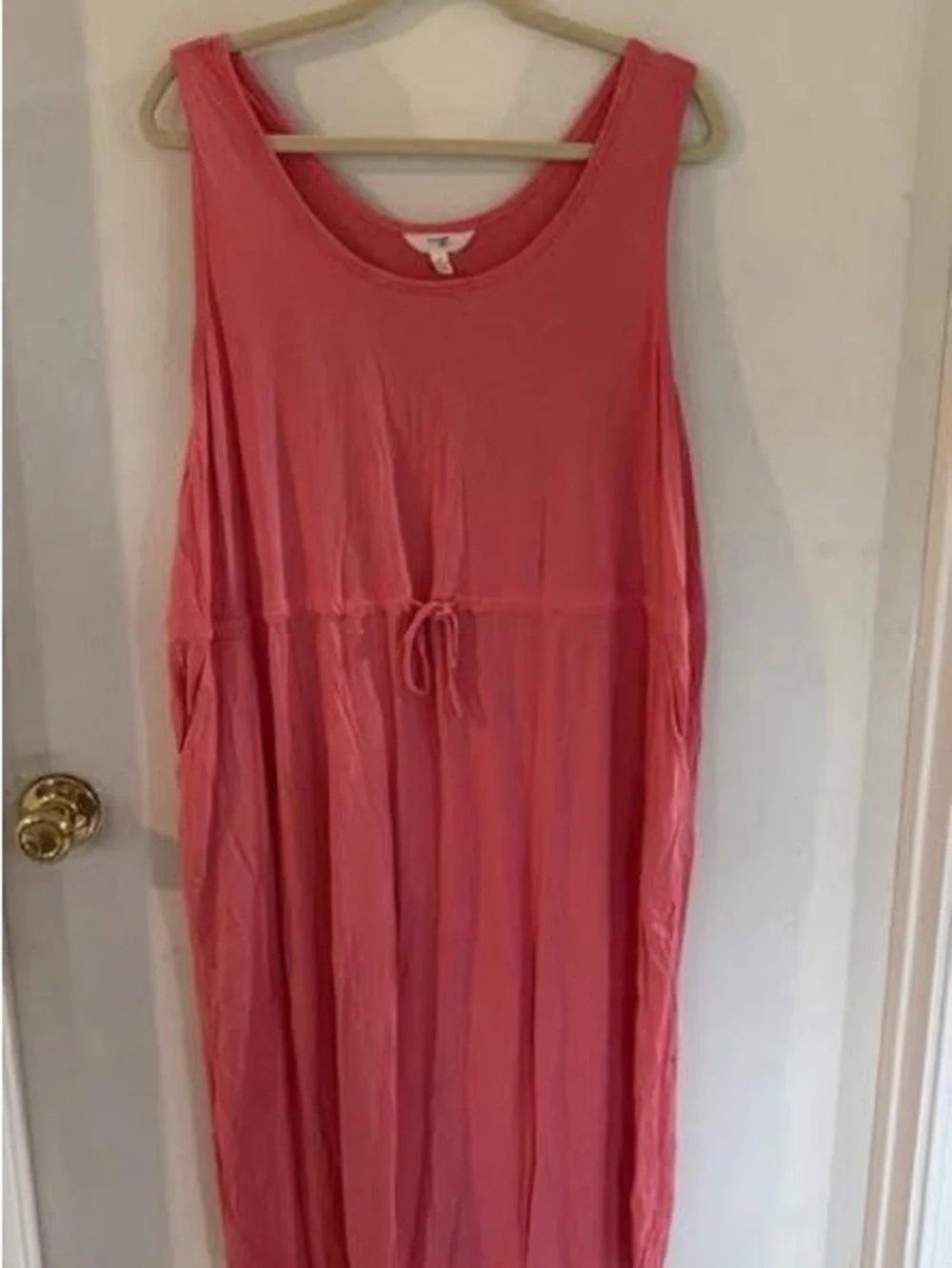 Terra & Sky Coral Pink Midi Drawstring Tank Dress